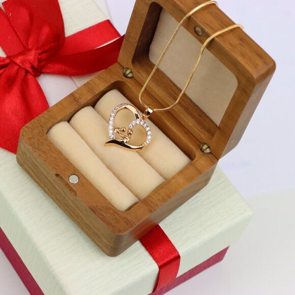 "Rose Gold Mother & Child Heart Pendant with Sparkling Stones, XPPT1312 - Picture 10 of 13